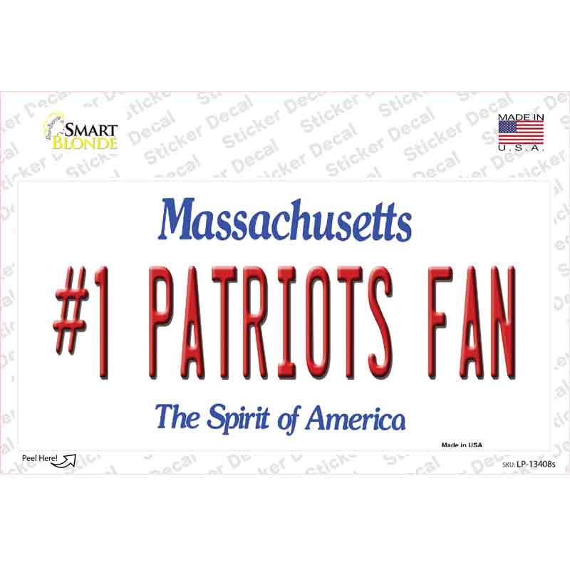 LP-13408s-M Number 1 Patriots Fan Novelty Sticker Decal, Medium