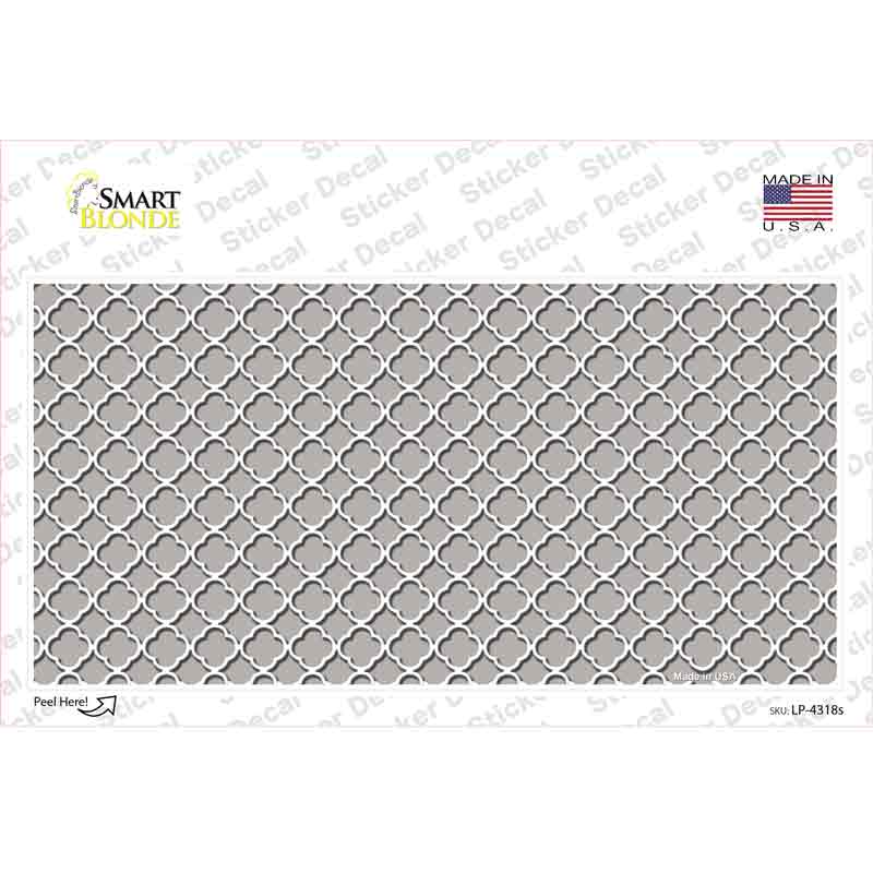 LP-4318s-M Gray White Quatrefoil Novelty Sticker Decal, Medium
