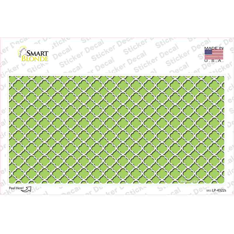 LP-4322s-M Lime Green White Quatrefoil Novelty Sticker Decal, Medium