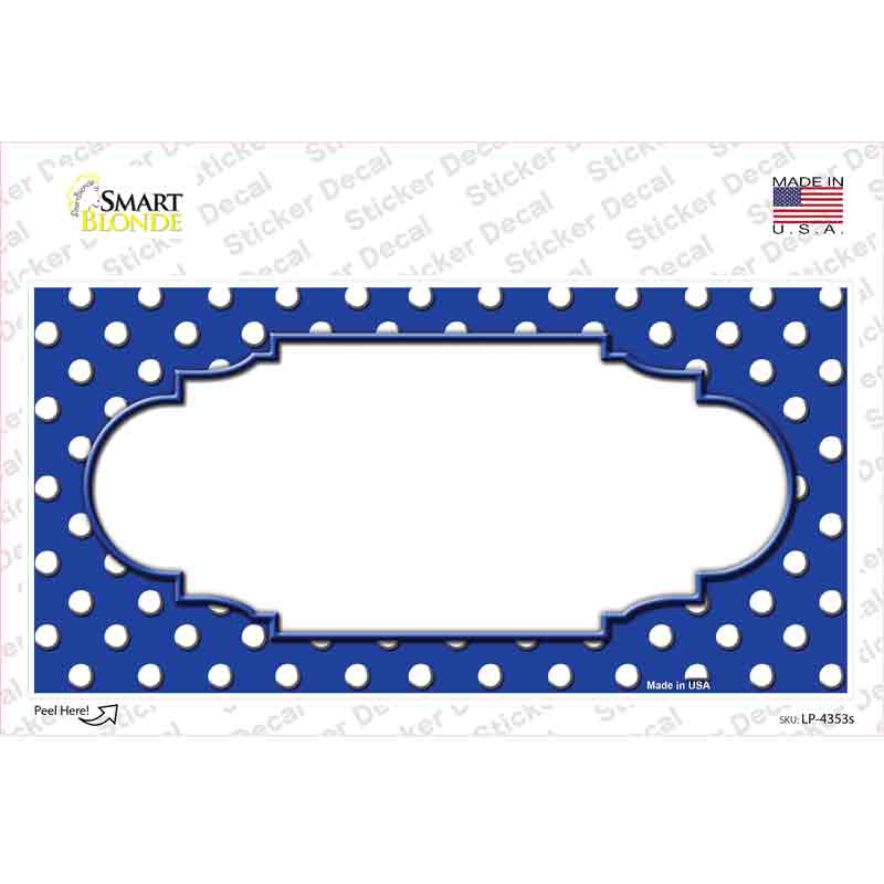 LP-4353s-M Scallop Blue White Polka Dot Novelty Sticker Decal, Medium