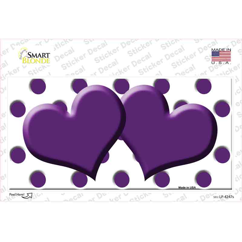 LP-4247s-M Purple White Polka Dot Centered Hearts Novelty Sticker Decal, Medium