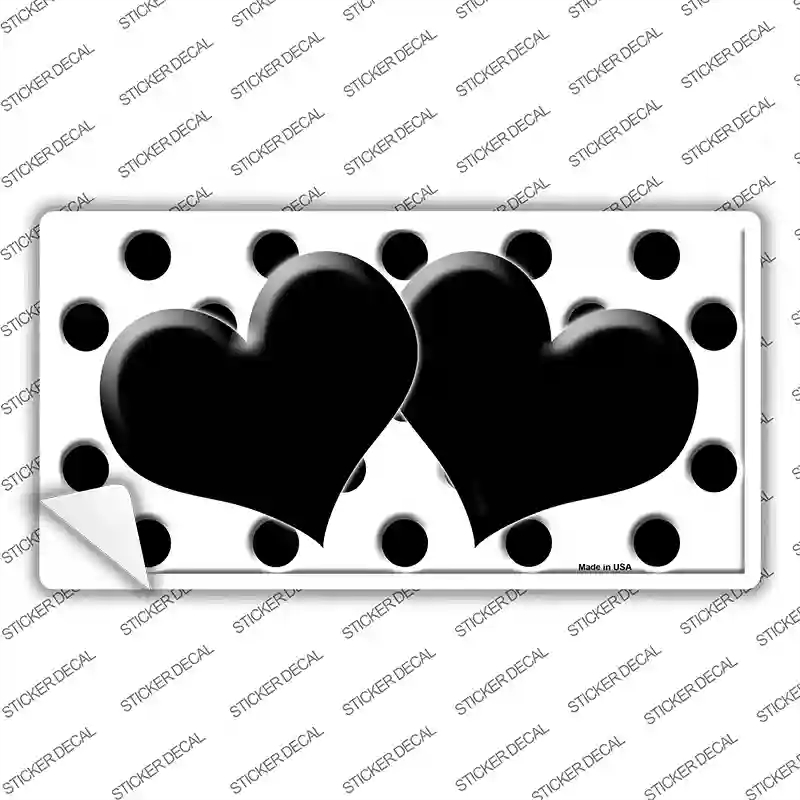 LP-4254s-L Black White Polka Dot Centered Hearts Novelty Sticker Decal, Large