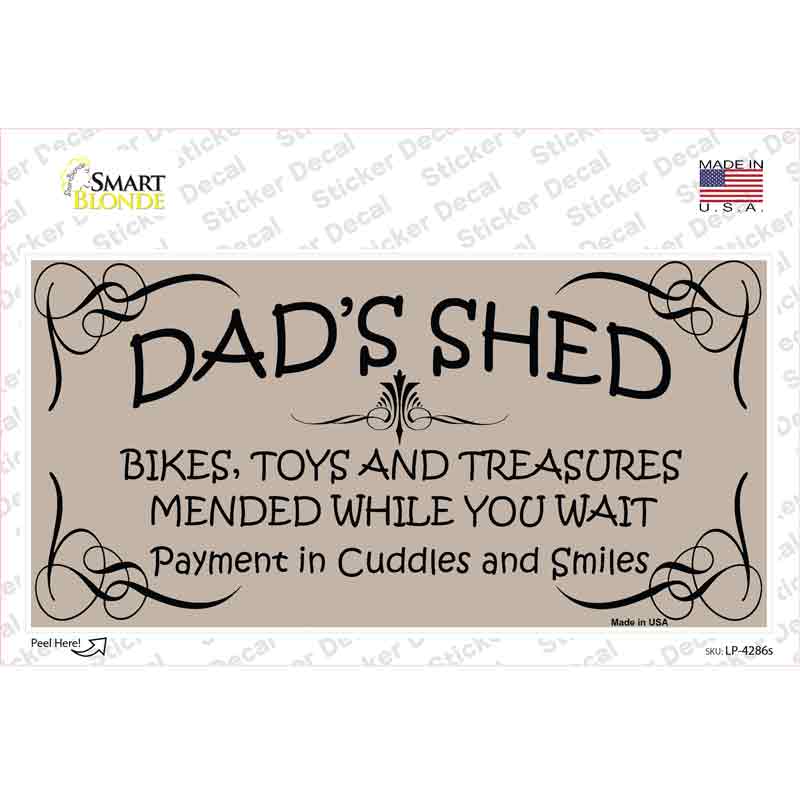 LP-4286s-M Dads Shed Novelty Sticker Decal, Medium