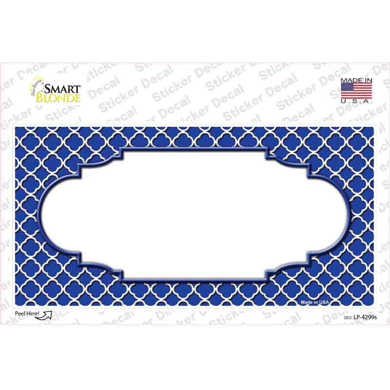 LP-4299s-M Blue White Quatrefoil Center Scallop Novelty Sticker Decal, Medium