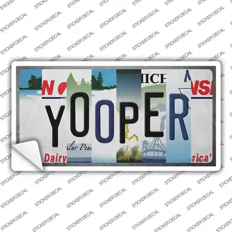 LP-14039s-L Yooper Strip Art Novelty Sticker Decal, Large