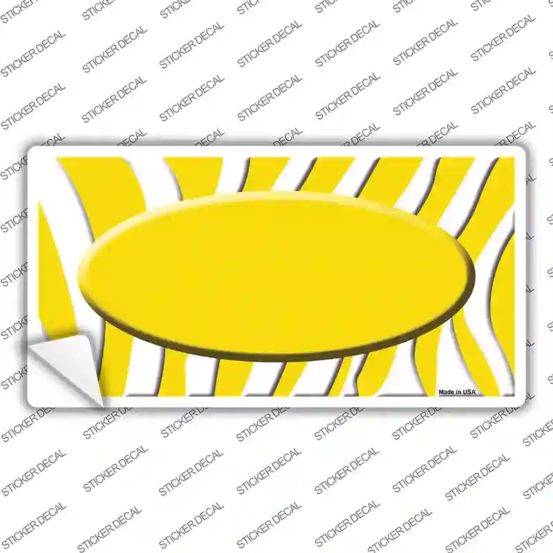 LP-1434s-S Yellow White Zebra Center Oval Novelty Sticker Decal, Small