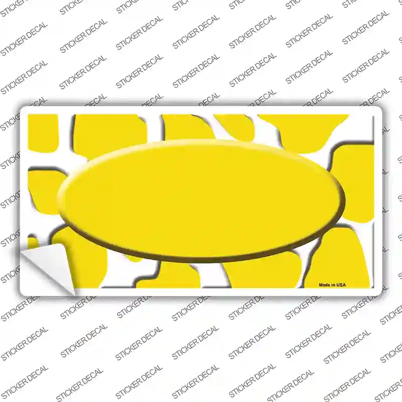 LP-1435s-S Yellow White Giraffe Center Oval Novelty Sticker Decal, Small