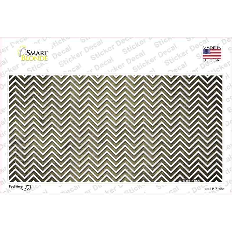 LP-7148s-M Gold White Small Chevron Oil Rubbed Novelty Sticker Decal, Medium