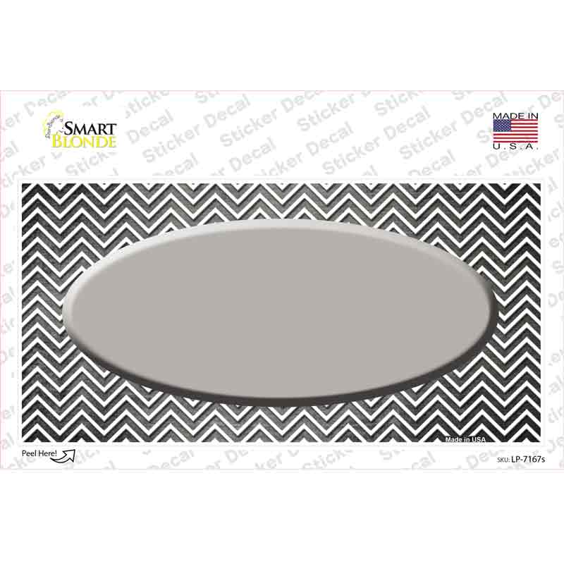 LP-7167s-M Gray White Small Chevron Oval Oil Rubbed Novelty Sticker Decal, Medium