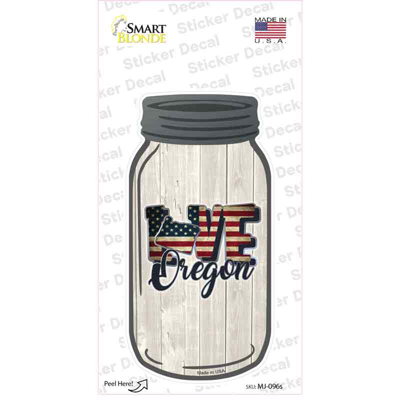 MJ-096s-M Love Oregon Silhouette Novelty Mason Jar Sticker Decal, Medium