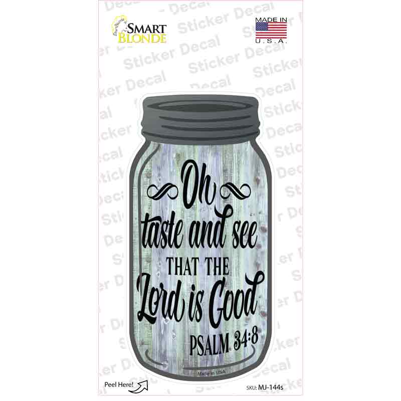 MJ-144s-M Taste & See Verse Novelty Mason Jar Sticker Decal, Medium