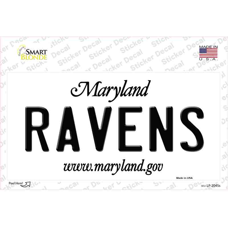 LP-2045s-M Ravens Maryland State Novelty Sticker Decal, Medium