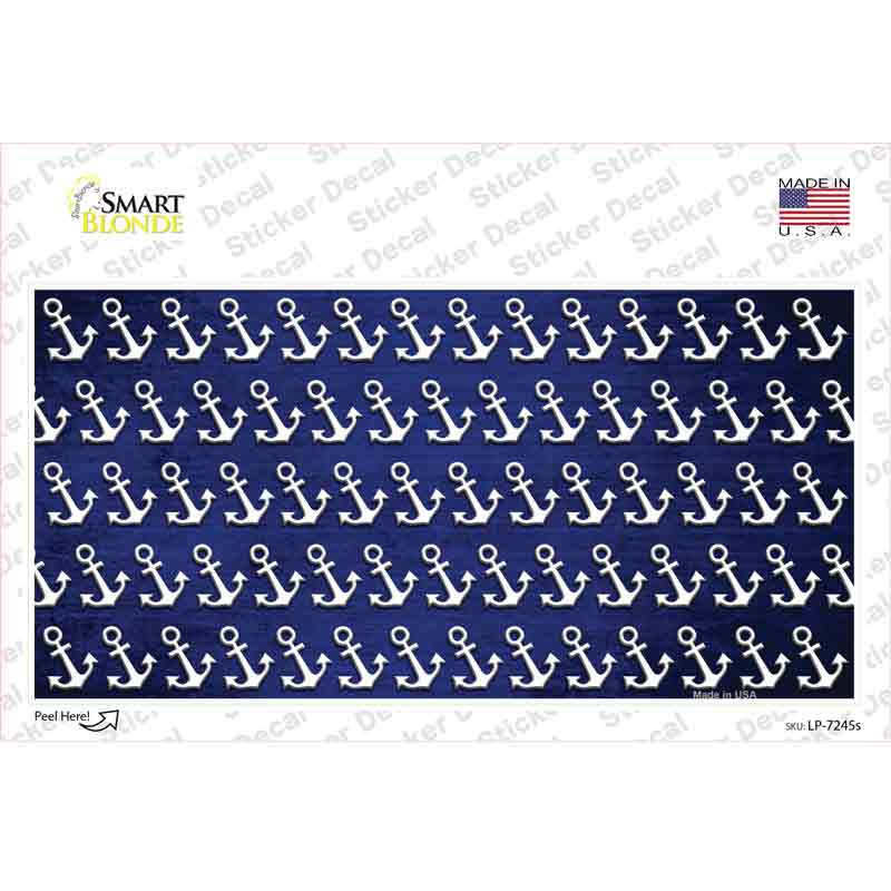 LP-7245s-M Blue White Anchor Oil Rubbed Novelty Sticker Decal, Medium