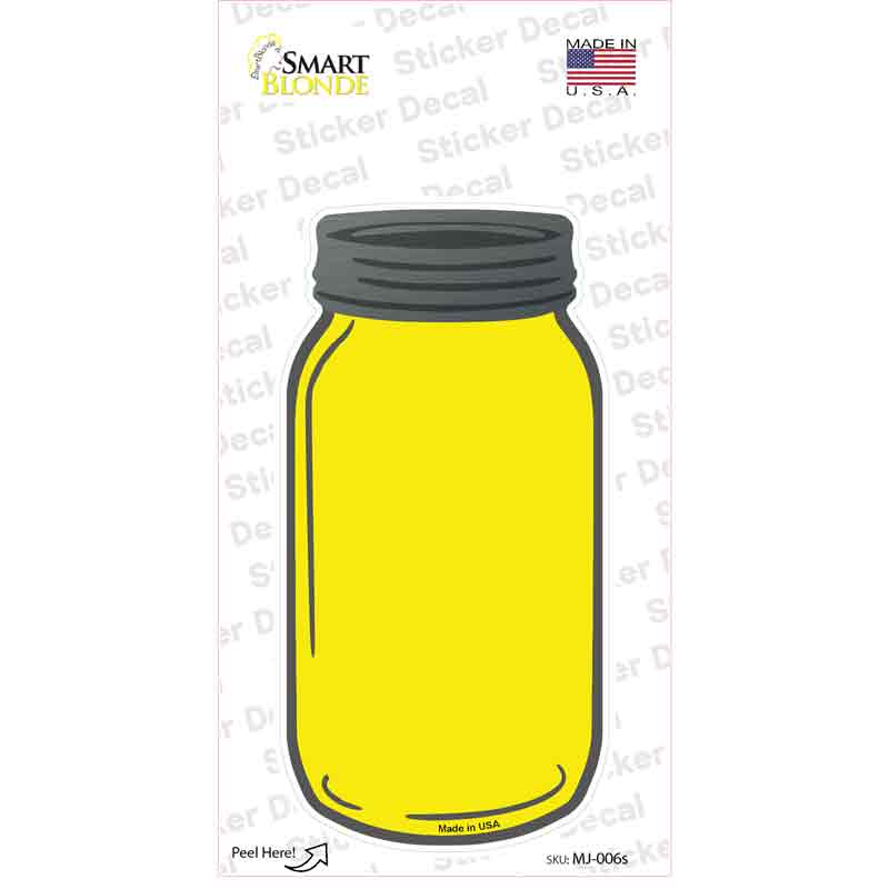 MJ-006s-M Yellow Novelty Mason Jar Sticker Decal, Medium
