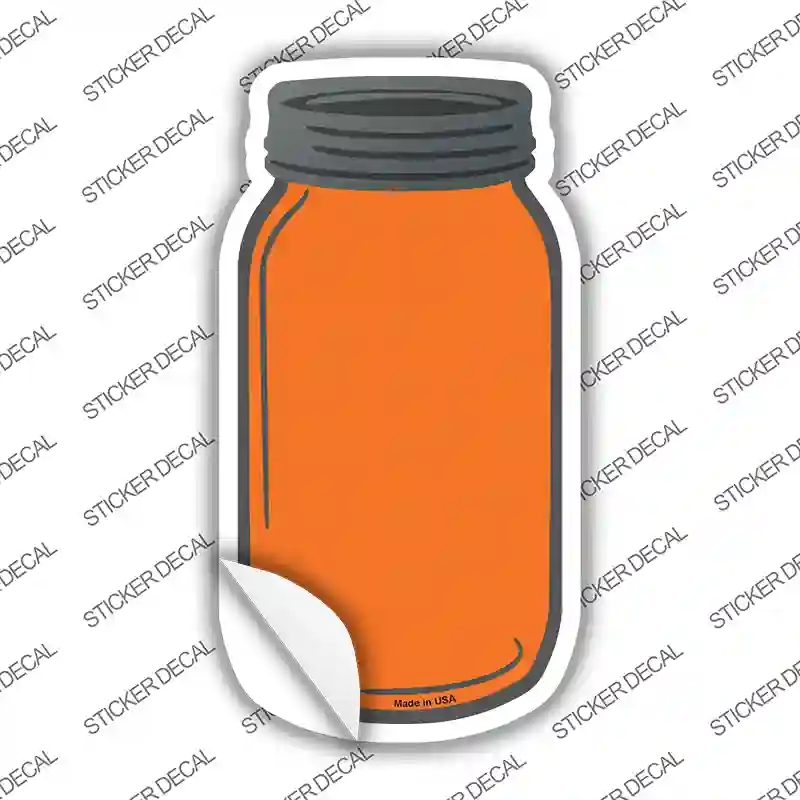 MJ-007s-S Orange Novelty Mason Jar Sticker Decal, Small