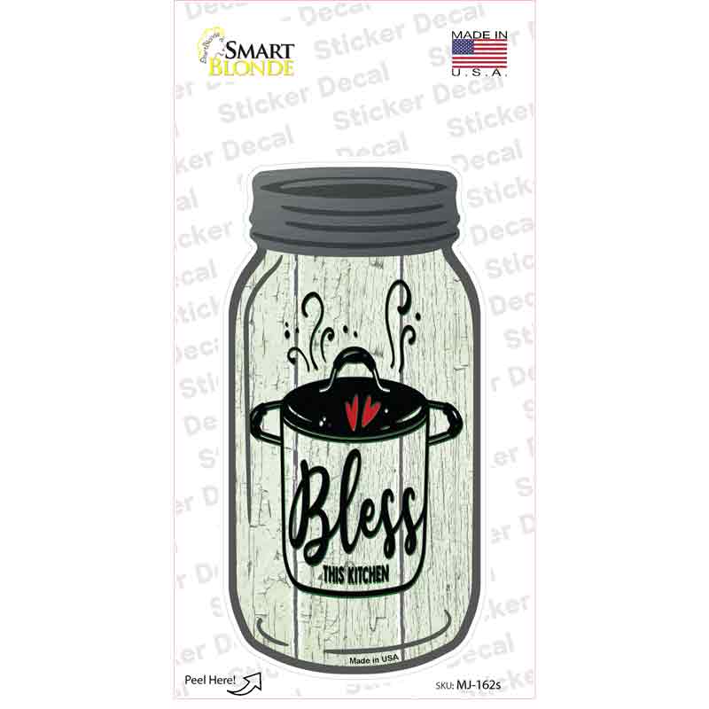 MJ-162s-M Bless Kitchen Pot Novelty Mason Jar Sticker Decal, Medium