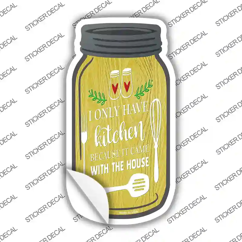 MJ-190s-L Kitchen Came with House Novelty Mason Jar Sticker Decal, Large