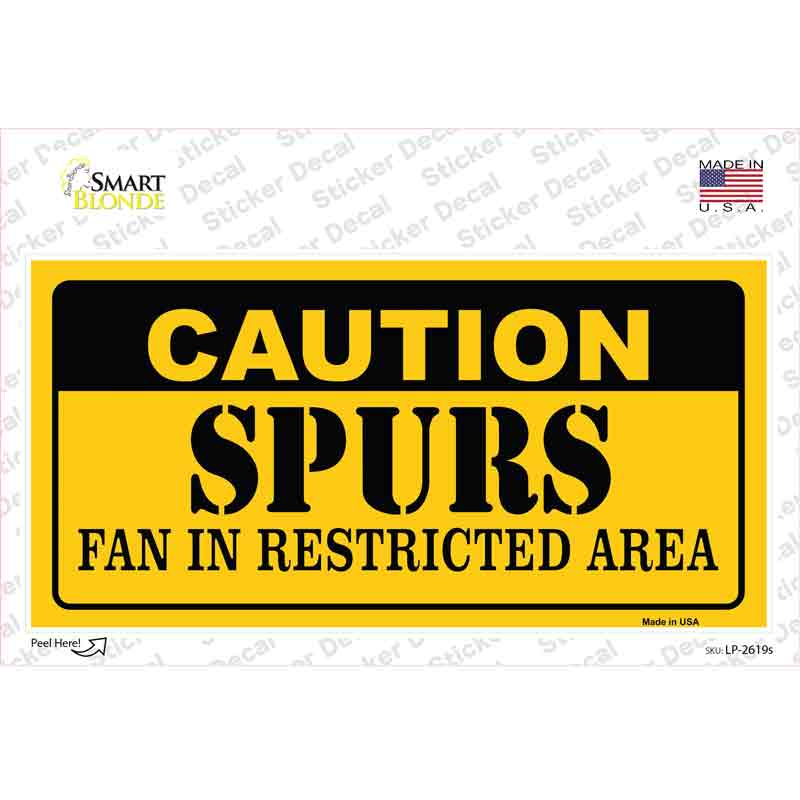 LP-2619s-M Caution Spurs Fan Novelty Sticker Decal, Medium