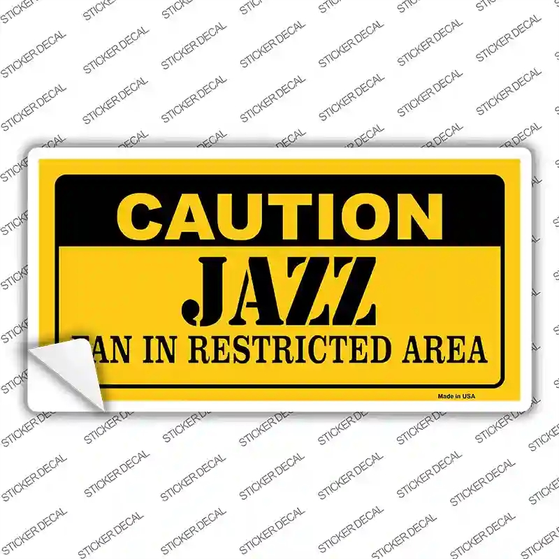 LP-2621s-S Caution Jazz Fan Novelty Sticker Decal, Small