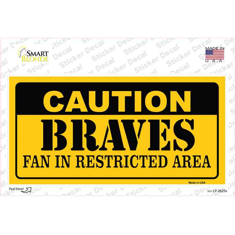 LP-2625s-M Caution Braves Fan Novelty Sticker Decal, Medium