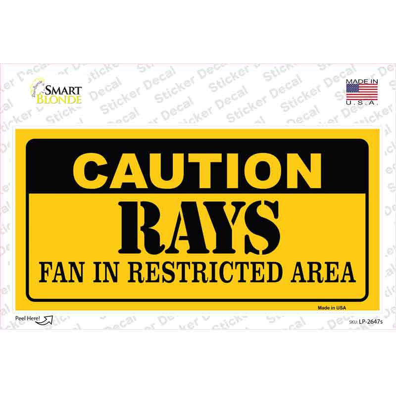 LP-2647s-M Caution Rays Fan Novelty Sticker Decal, Medium