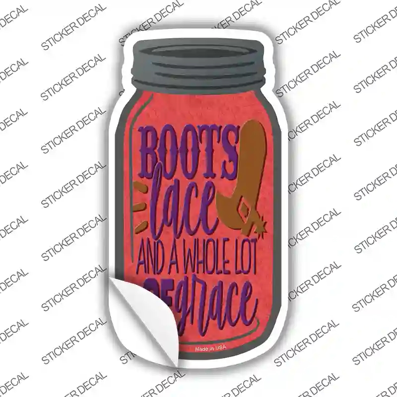 MJ-670s-L Boots Laced Novelty Mason Jar Sticker Decal, Large
