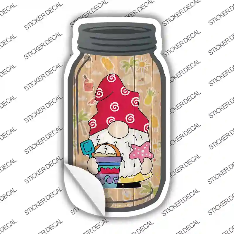 MJ-695s-L Gnome with Starfish Novelty Mason Jar Sticker Decal, Large