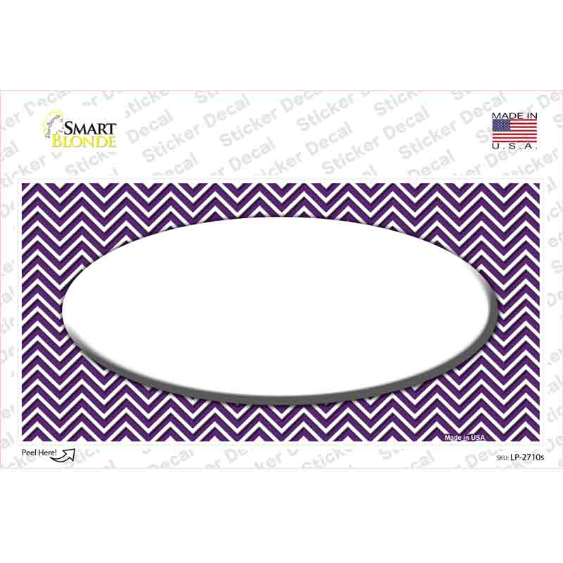 LP-2710s-M Purple White Chevon Center Oval Novelty Sticker Decal, Medium