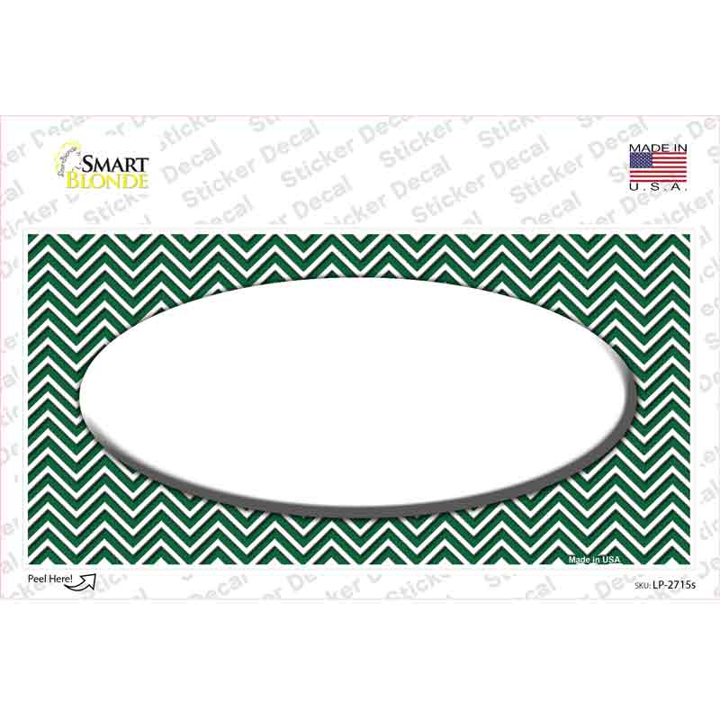 LP-2715s-M Green White Chevon Center Oval Novelty Sticker Decal, Medium