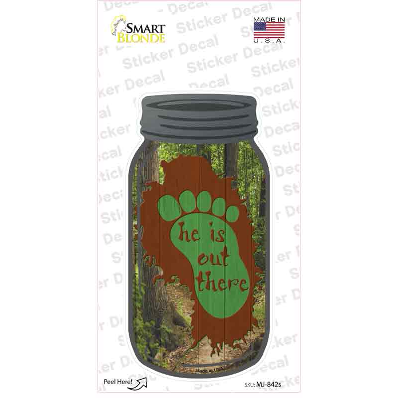 MJ-842s-M He is Out There Footprint Novelty Mason Jar Sticker Decal, Medium