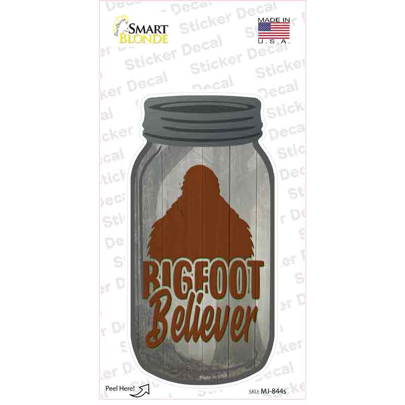 MJ-844s-M Bigfoot Believer Shadow Novelty Mason Jar Sticker Decal, Medium
