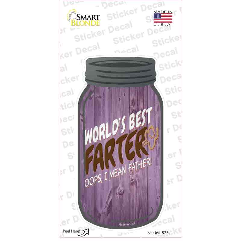 MJ-875s-M Best Farter Oops Novelty Mason Jar Sticker Decal, Medium