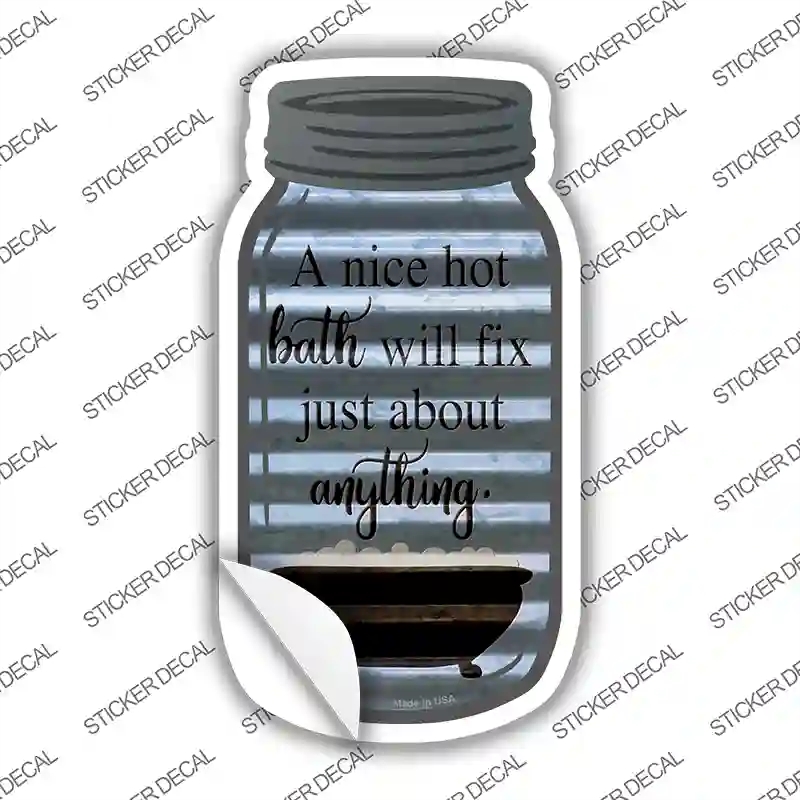 MJ-396s-L Hot Bath Fix Corrugated Novelty Mason Jar Sticker Decal, Large