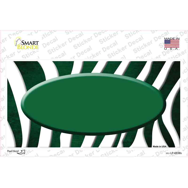 LP-6938s-M Green White Zebra Oval Oil Rubbed Novelty Sticker Decal, Medium