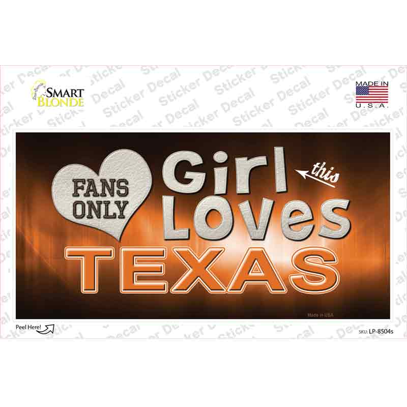 LP-8504s-M This Girl Loves Texas Novelty Sticker Decal, Medium