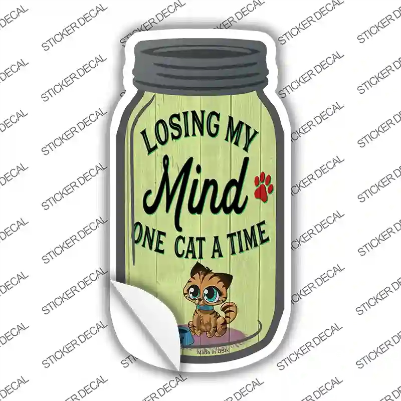 MJ-866s-S One Cat At A Time Novelty Mason Jar Sticker Decal, Small