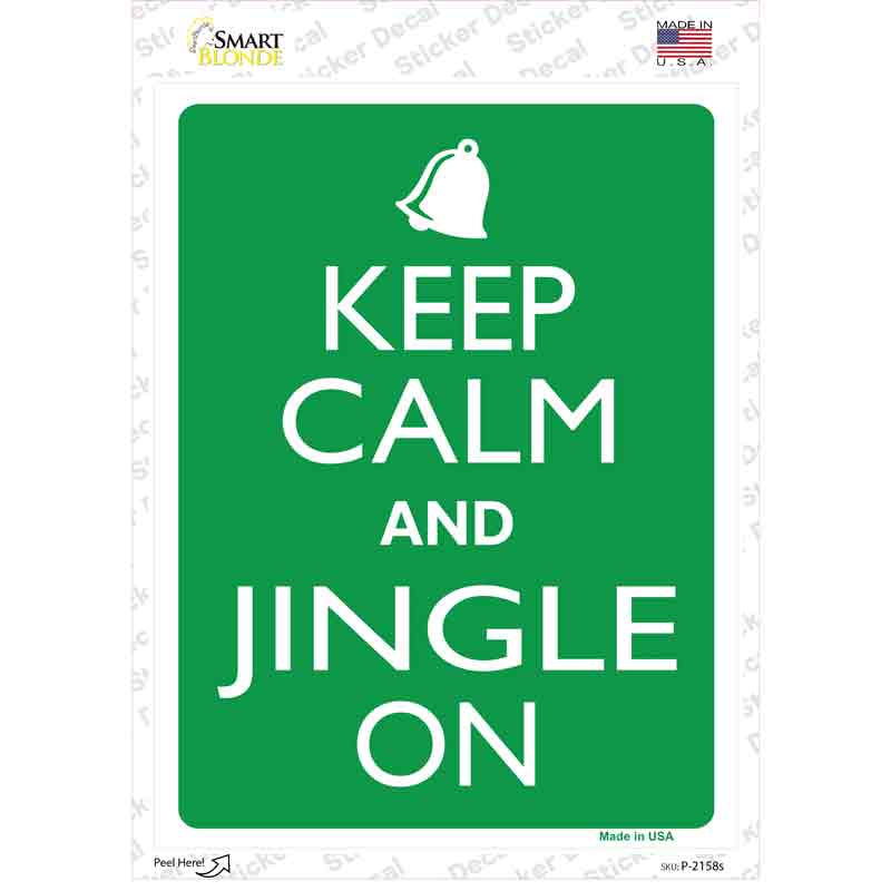 P-2158s-M Keep Calm & Jingle on Novelty Rectangle Sticker Decal, Medium