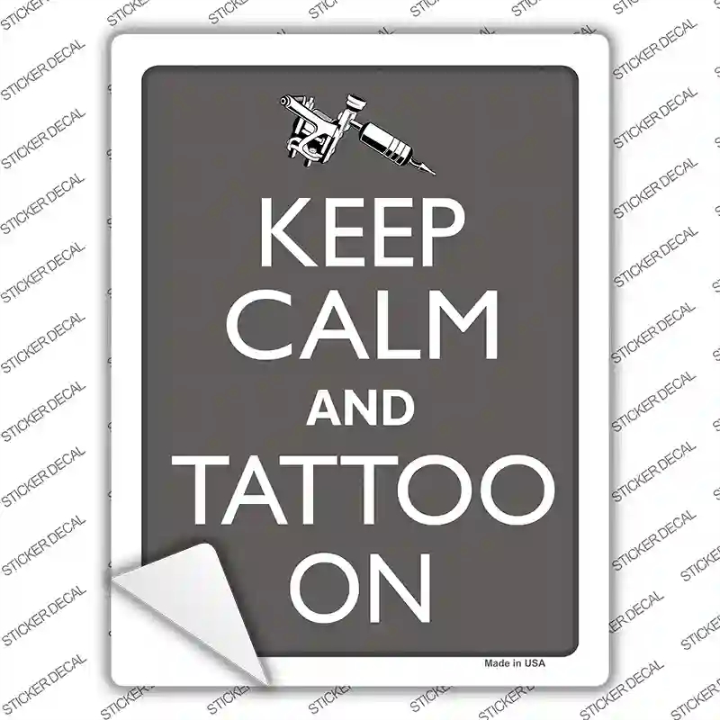 P-2168s-S Keep Calm & Tattoo on Novelty Rectangle Sticker Decal, Small