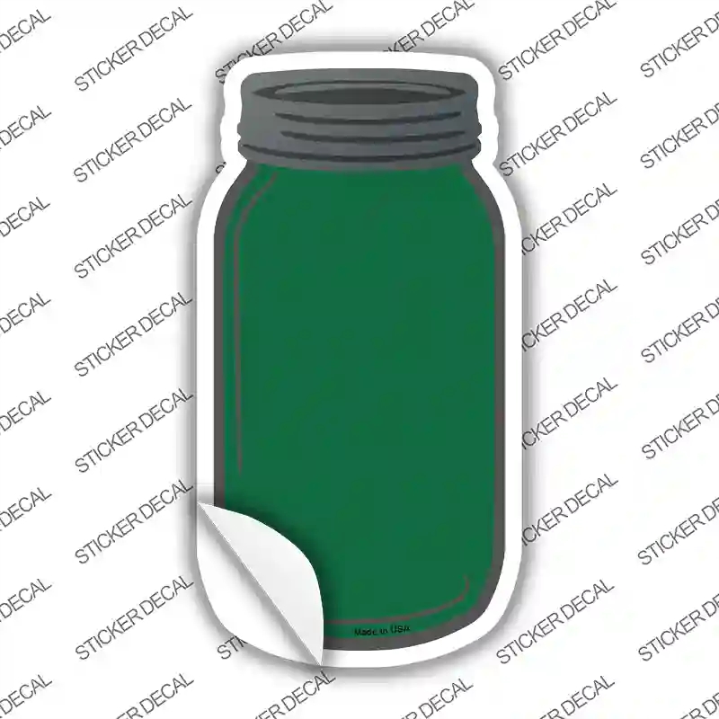 MJ-004s-L Green Novelty Mason Jar Sticker Decal, Large