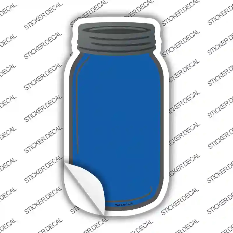 MJ-005s-S Blue Novelty Mason Jar Sticker Decal, Small