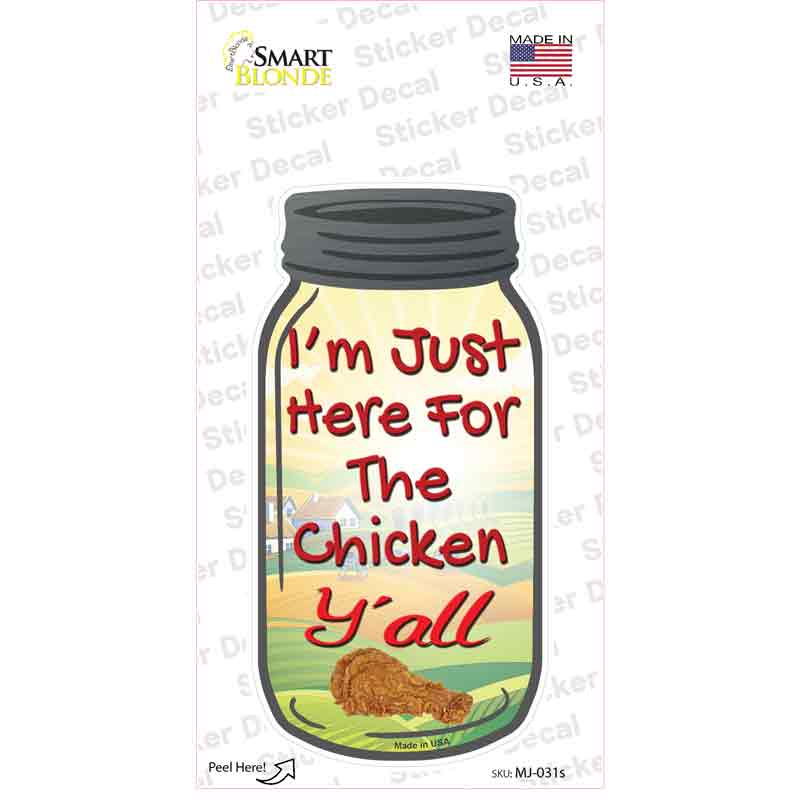 MJ-031s-M Here for Chicken Novelty Mason Jar Sticker Decal, Medium