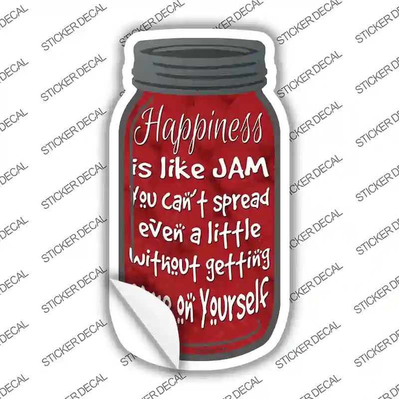 MJ-039s-S Happiness Jam Spread Novelty Mason Jar Sticker Decal, Small