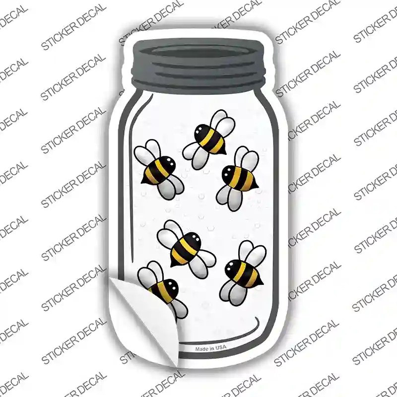 MJ-050s-S Bees in Jar Novelty Mason Jar Sticker Decal, Small
