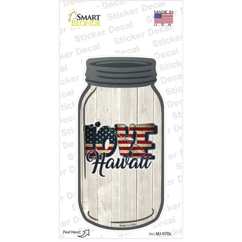 MJ-070s-M Love Hawaii Silhouette Novelty Mason Jar Sticker Decal, Medium