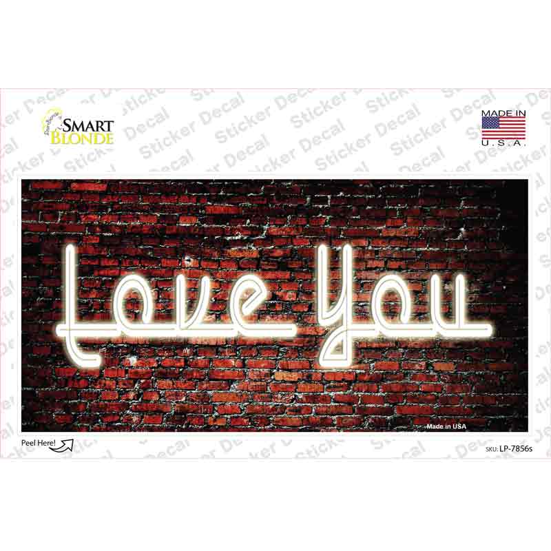 LP-7856s-M Love You on Brick Wall Novelty Sticker Decal, Medium