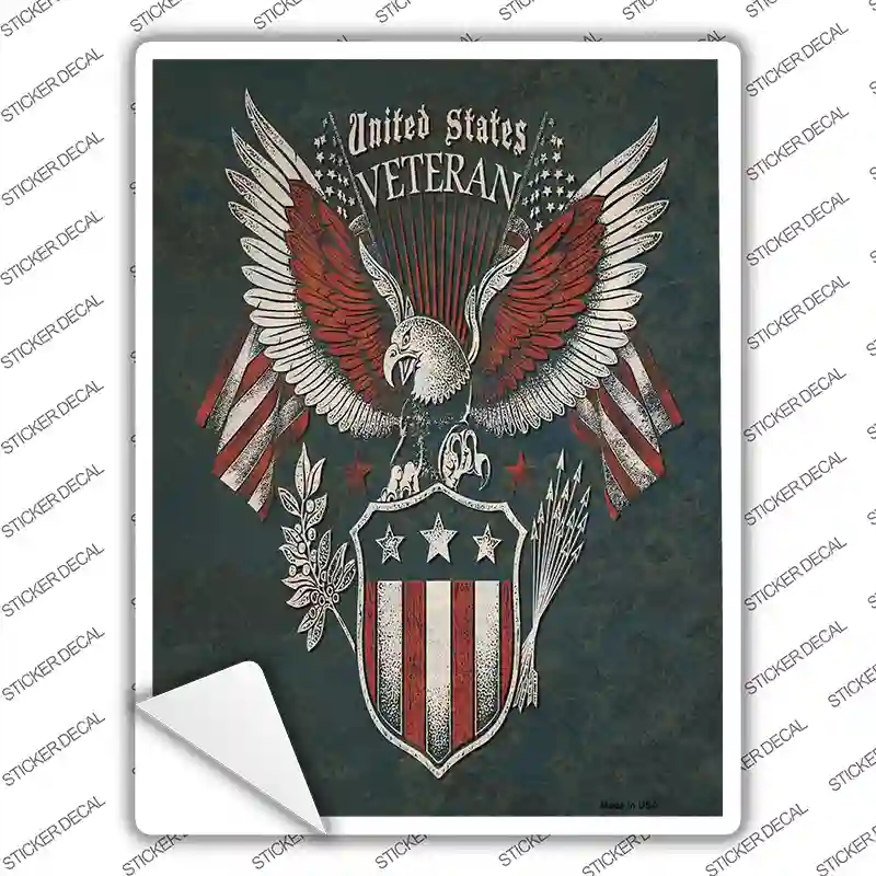 P-3865s-L United States Veteran Eagle Novelty Rectangle Sticker Decal, Large