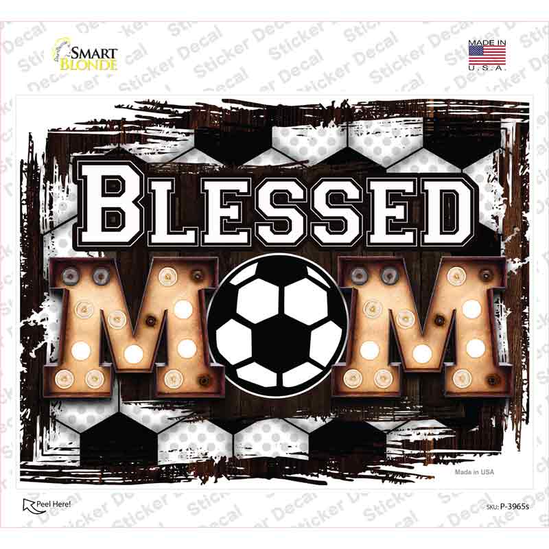 P-3965s-M Blessed Soccer Mom Novelty Rectangle Sticker Decal, Medium
