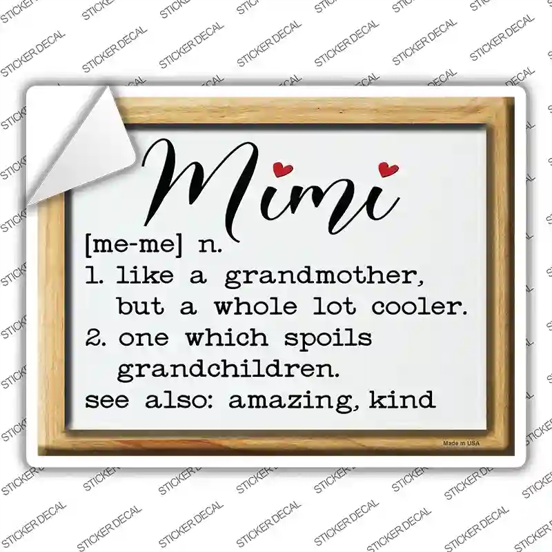 P-3992s-S Mimi Definition Novelty Rectangle Sticker Decal, Small