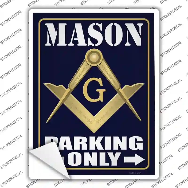 P-4125s-S Freemason Parking Only Novelty Rectangular Sticker Decal, Small