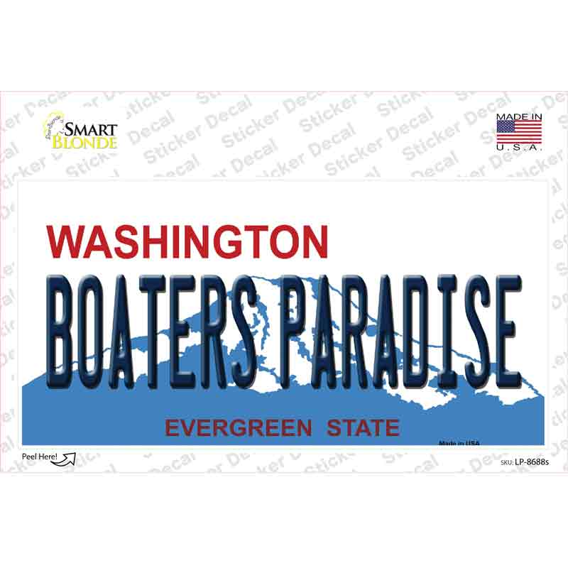 LP-8688s-M Boaters Paradise Washington Novelty Sticker Decal, Medium